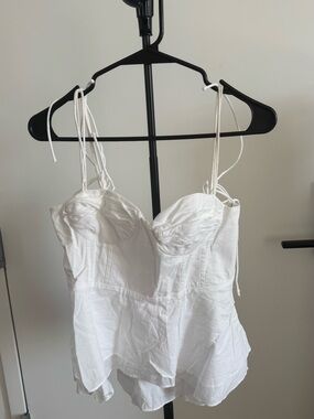 Zara White Ruched Bust Cami with Tie Straps